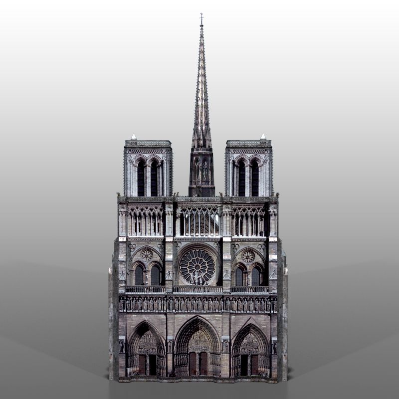 Notre Dame de Paris royalty-free 3d model - Preview no. 7