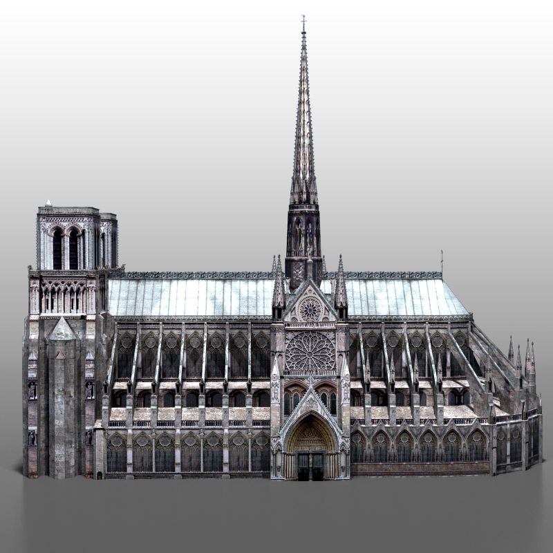 Notre Dame de Paris royalty-free 3d model - Preview no. 5