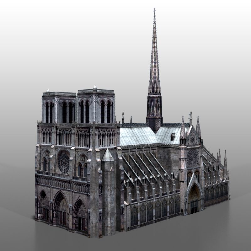 Notre Dame de Paris royalty-free 3d model - Preview no. 6