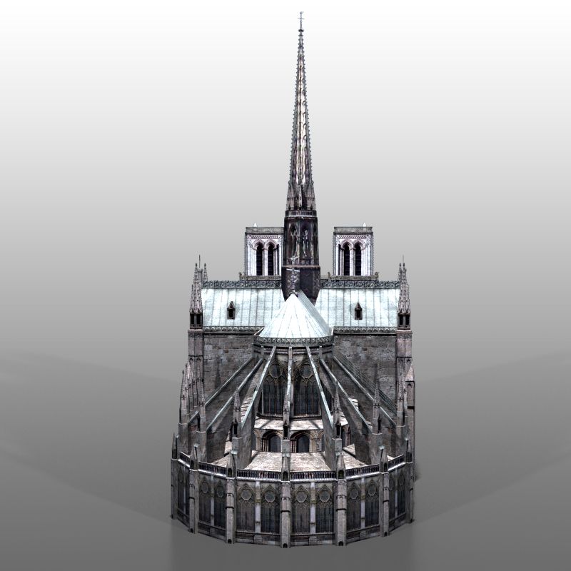 Notre Dame de Paris royalty-free 3d model - Preview no. 4