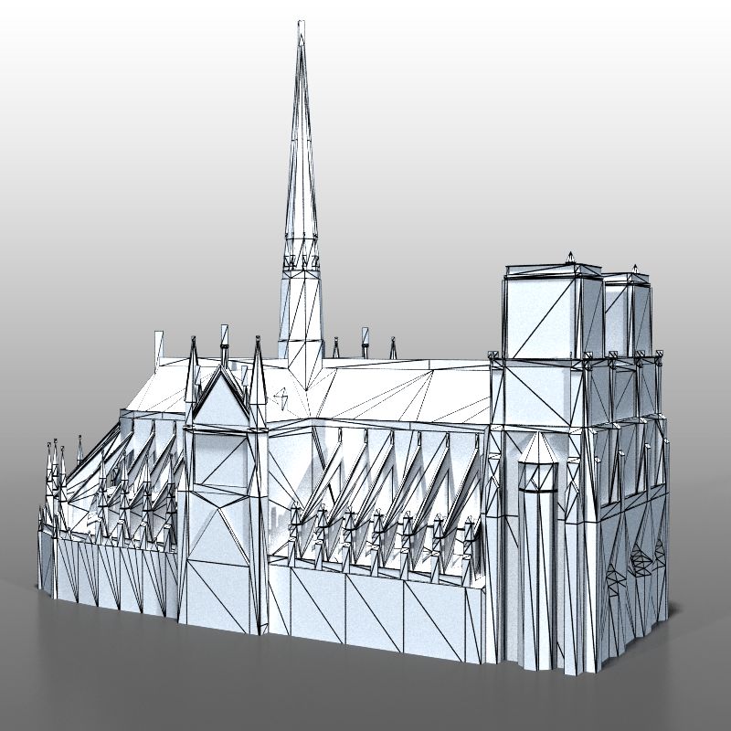 Notre Dame de Paris royalty-free 3d model - Preview no. 15