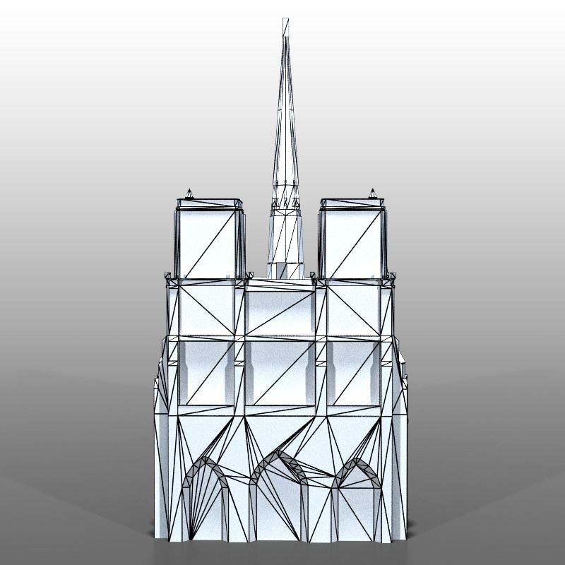 Notre Dame de Paris royalty-free 3d model - Preview no. 8