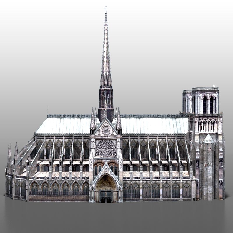 Notre Dame de Paris royalty-free 3d model - Preview no. 2