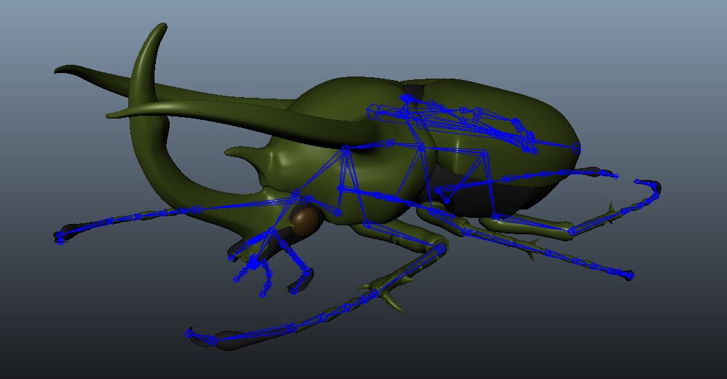 Chalcosoma Atlas Beetle + wings rigged (not shaded) 3d model