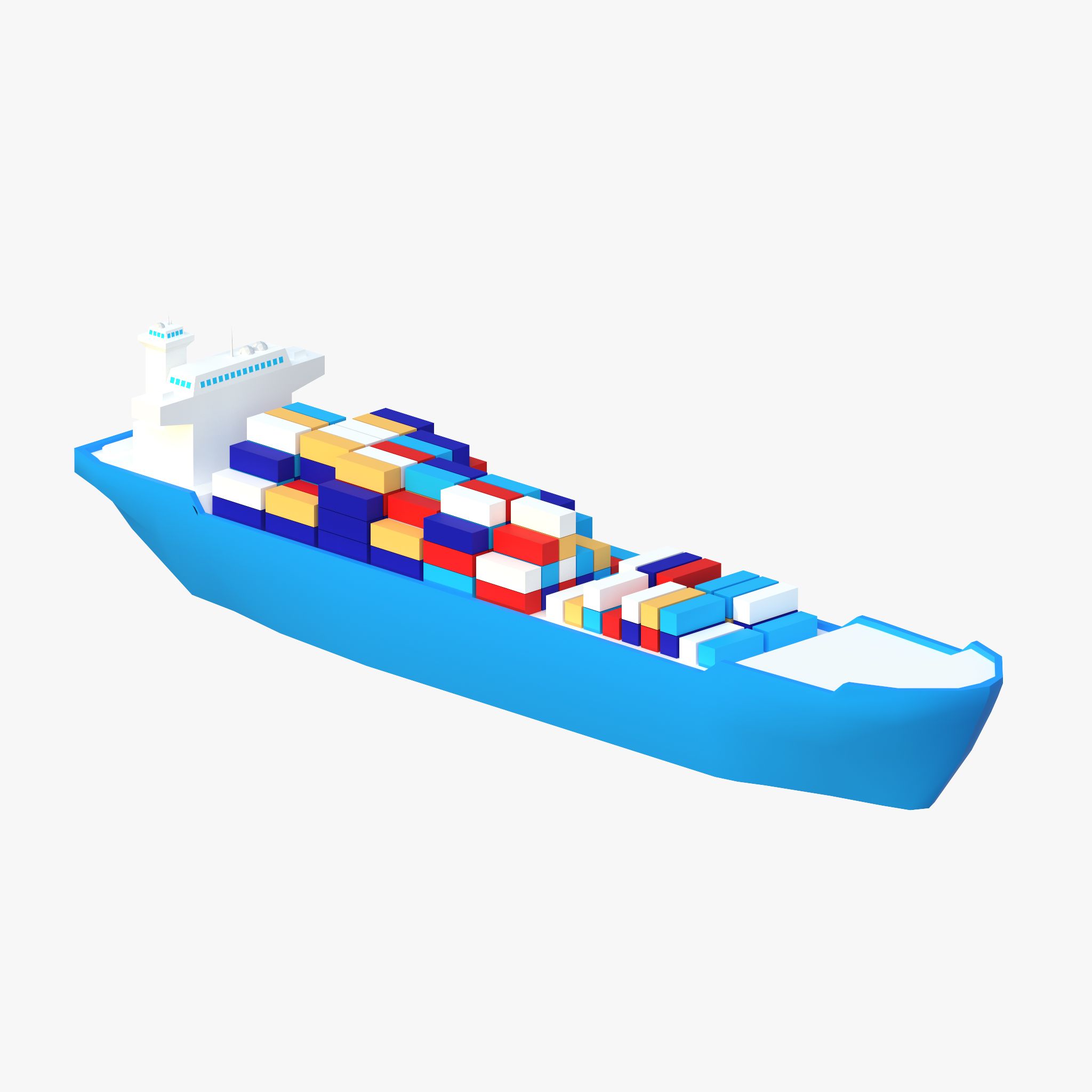 Cartoon Low Poly Frachtschiff 3d model