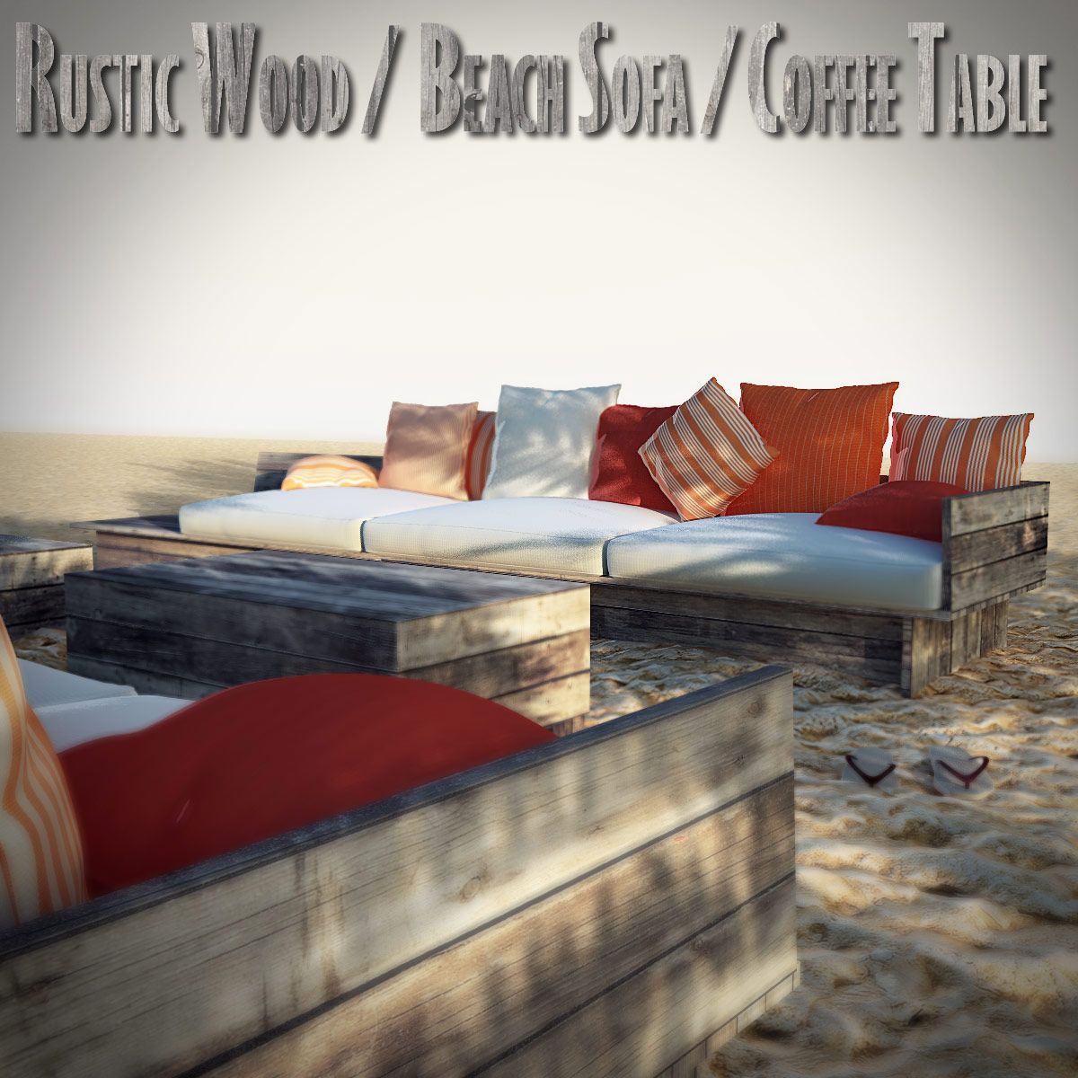 Rustikale Holz Strandmöbel 3d model