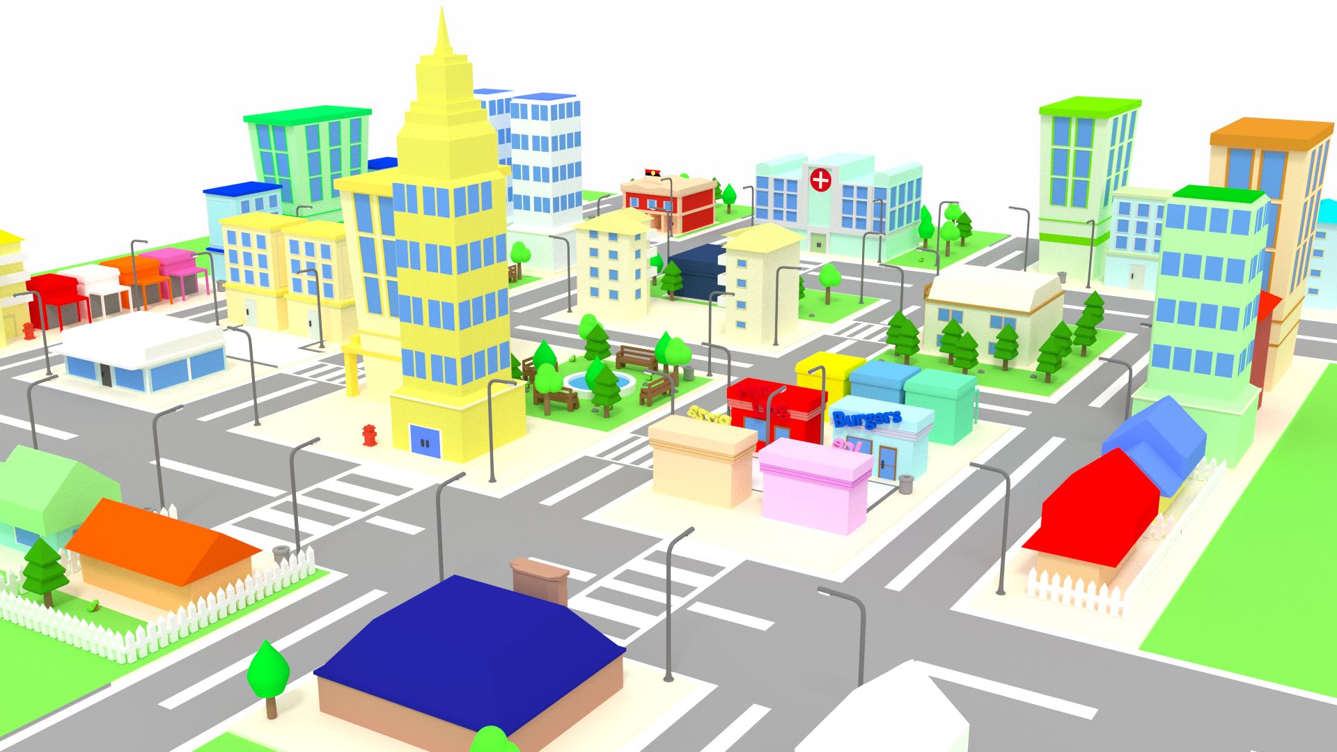 Cartoon City 3d model