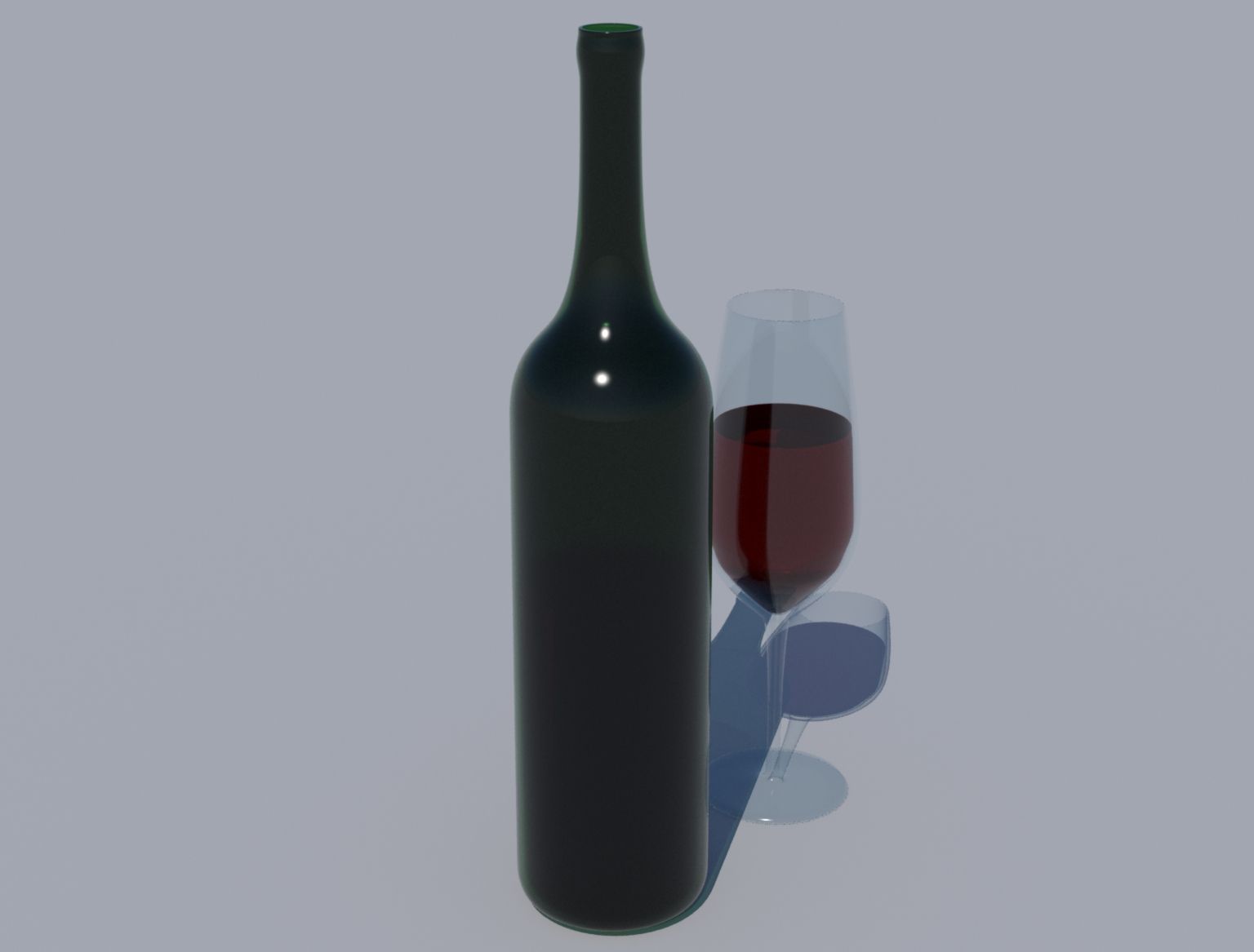 Eine Flasche Wein und ein Glas 3d model