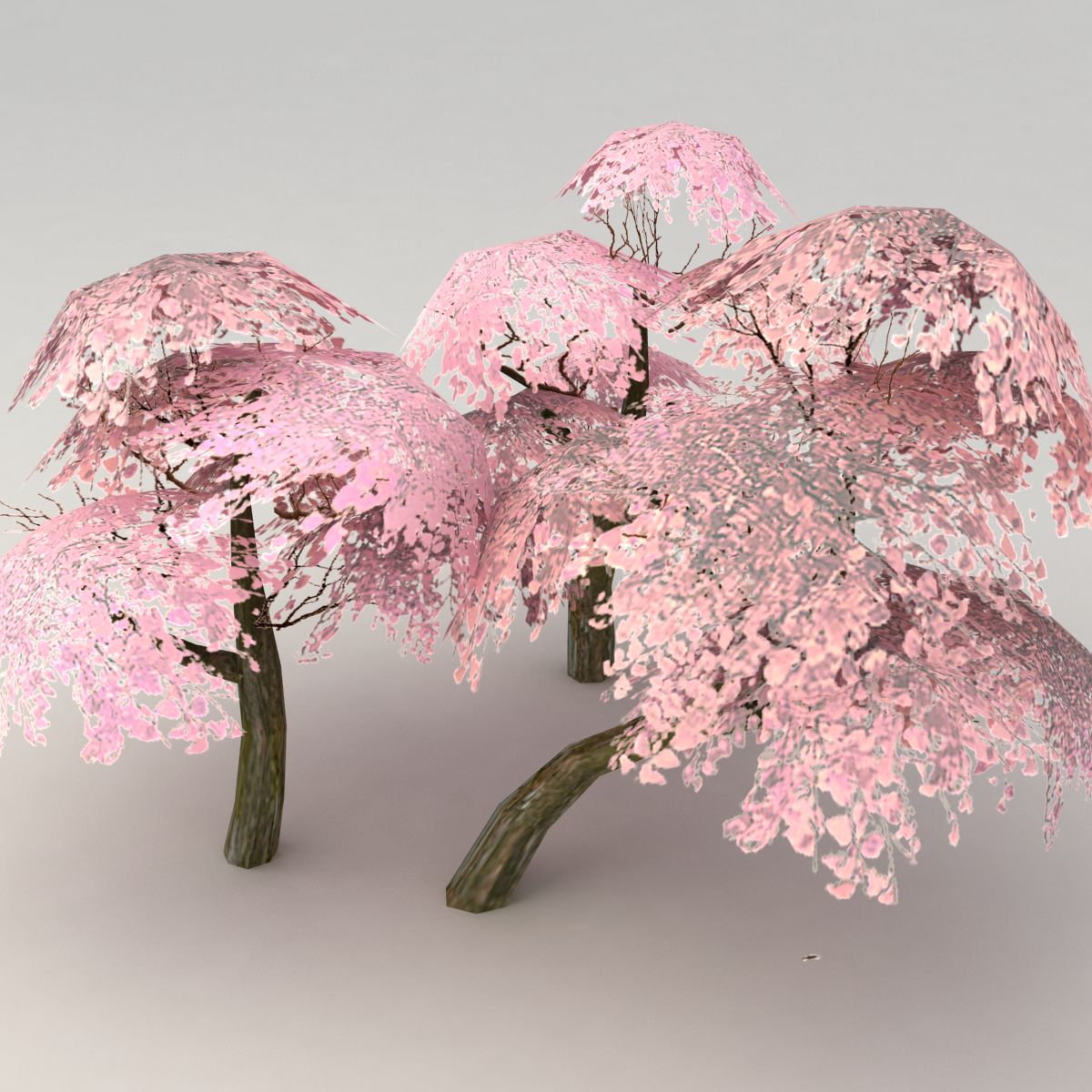 Lowpoly Sakura Tree Set 3d model