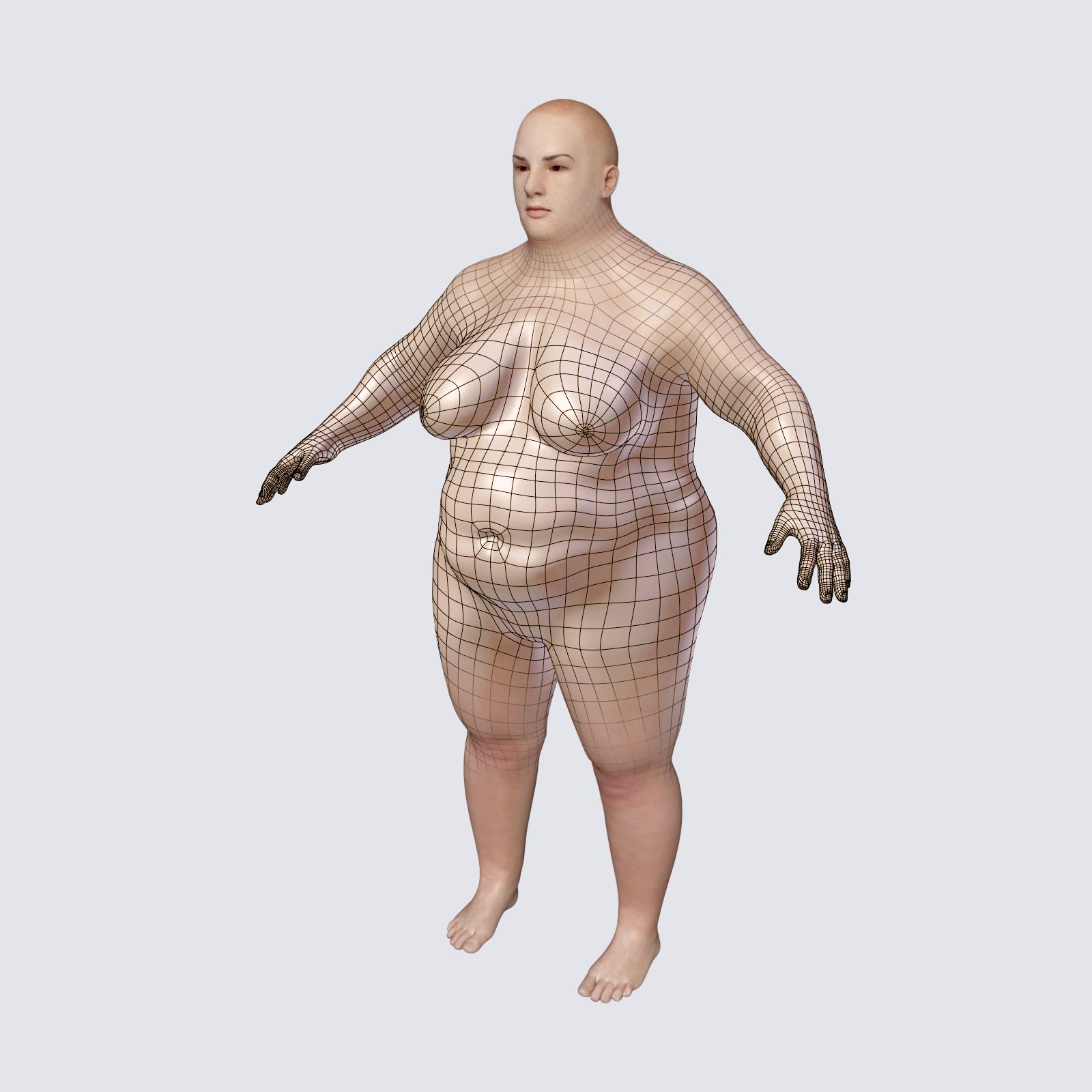 Donna obesa -- 2 texture della pelle 3d model