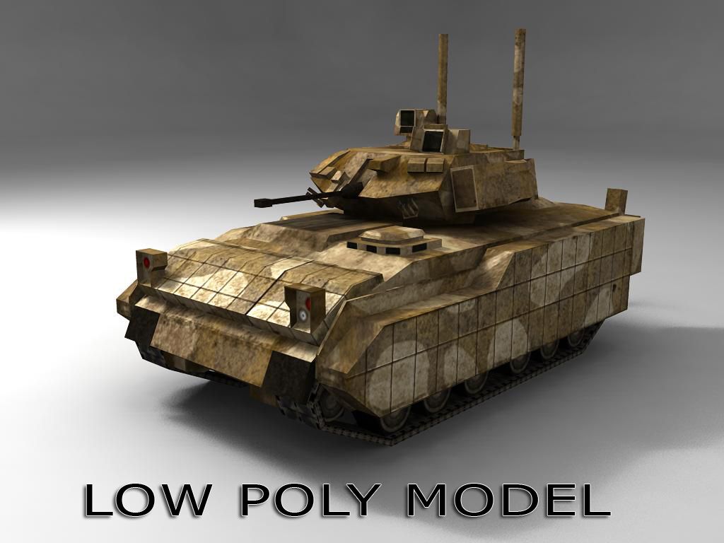 Low poly M3A3 Bradley APC 3d model