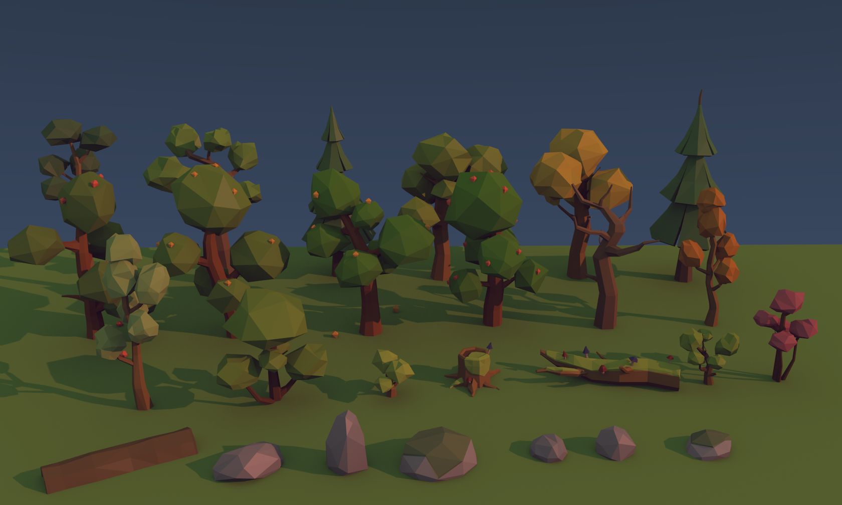 Low poly trees 3d model