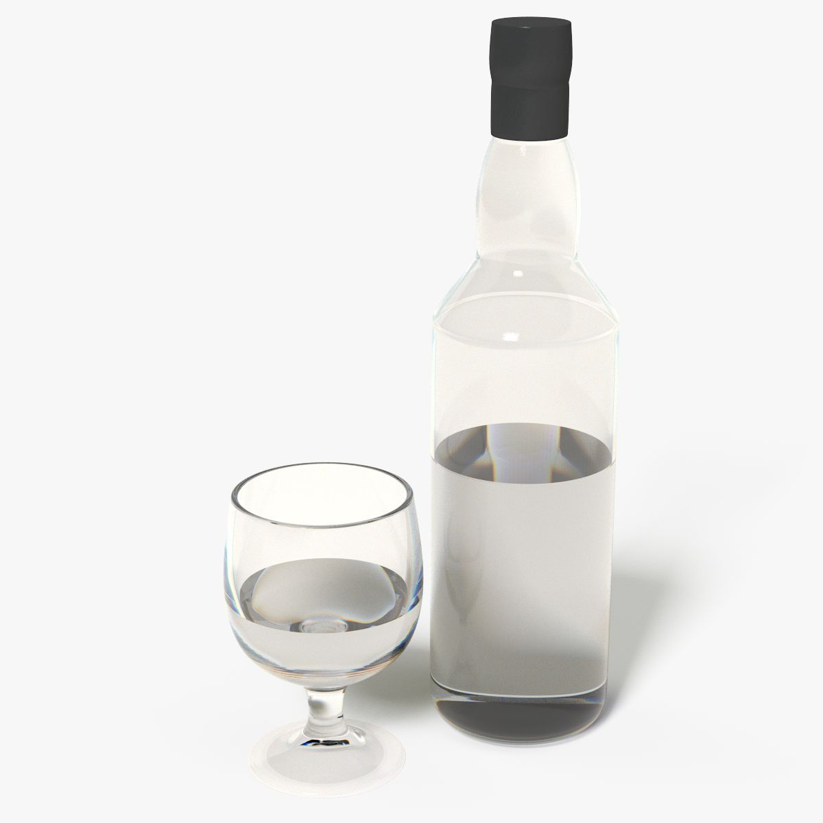 Glas und Flasche 3d model