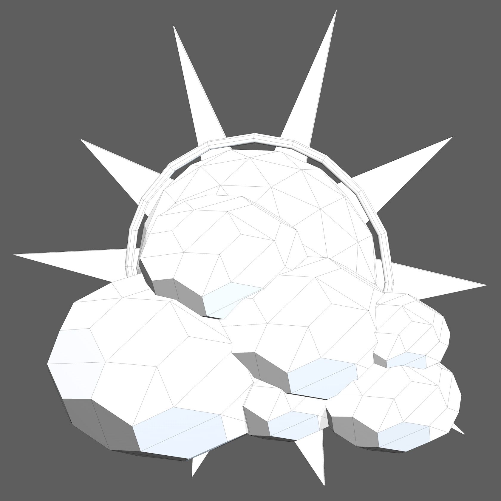 Low Poly Sun, chmury royalty-free 3d model - Preview no. 9