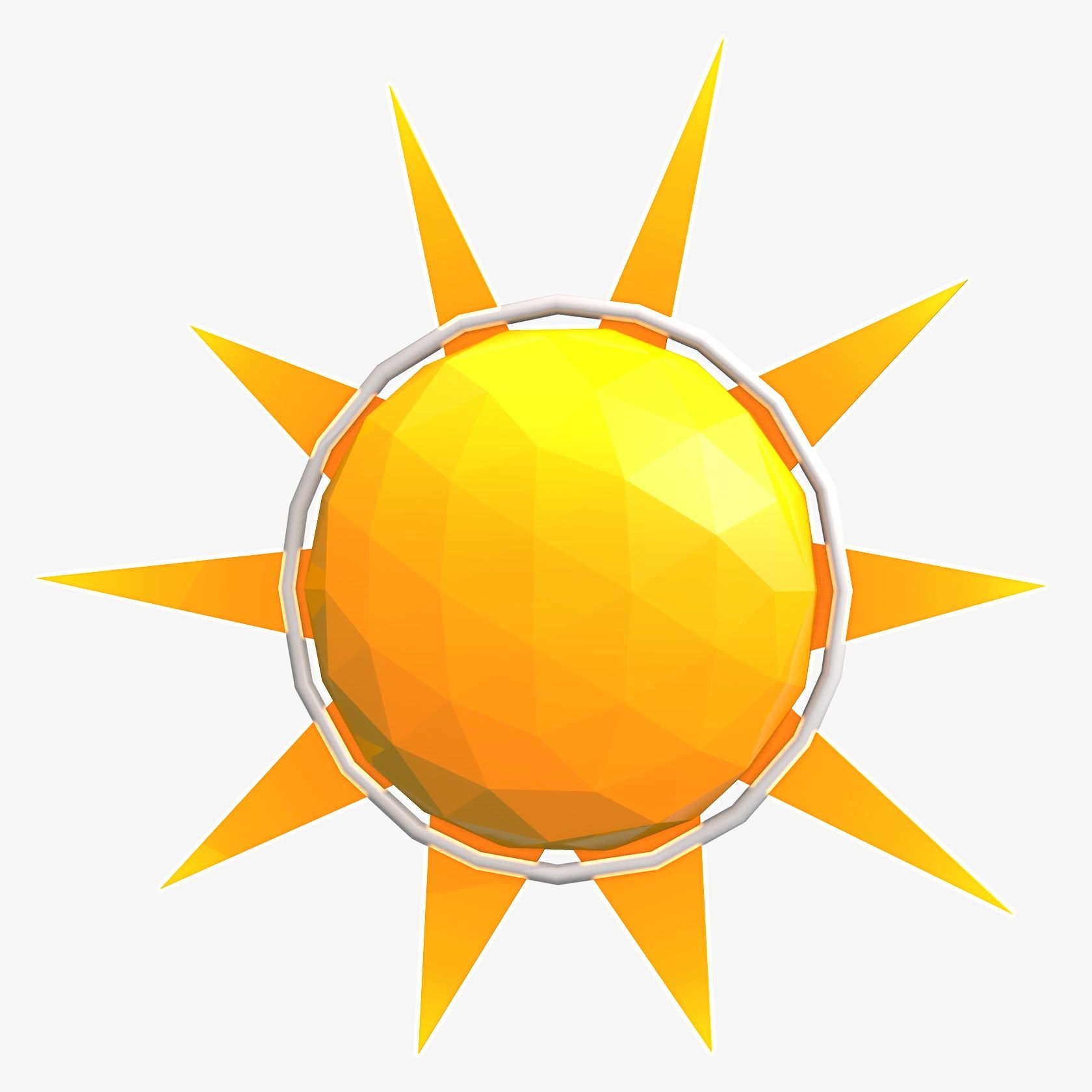 Low Poly Sun, chmury royalty-free 3d model - Preview no. 6