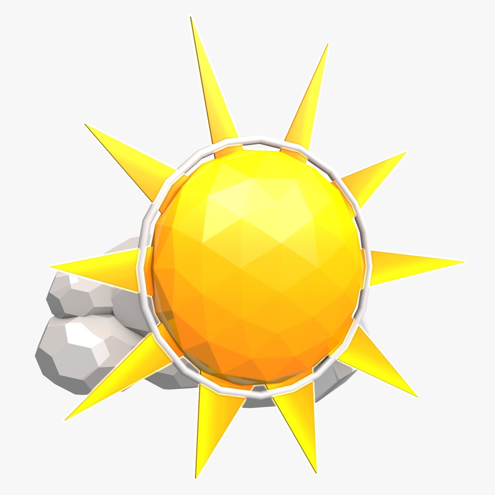 Low Poly Sun, chmury royalty-free 3d model - Preview no. 3