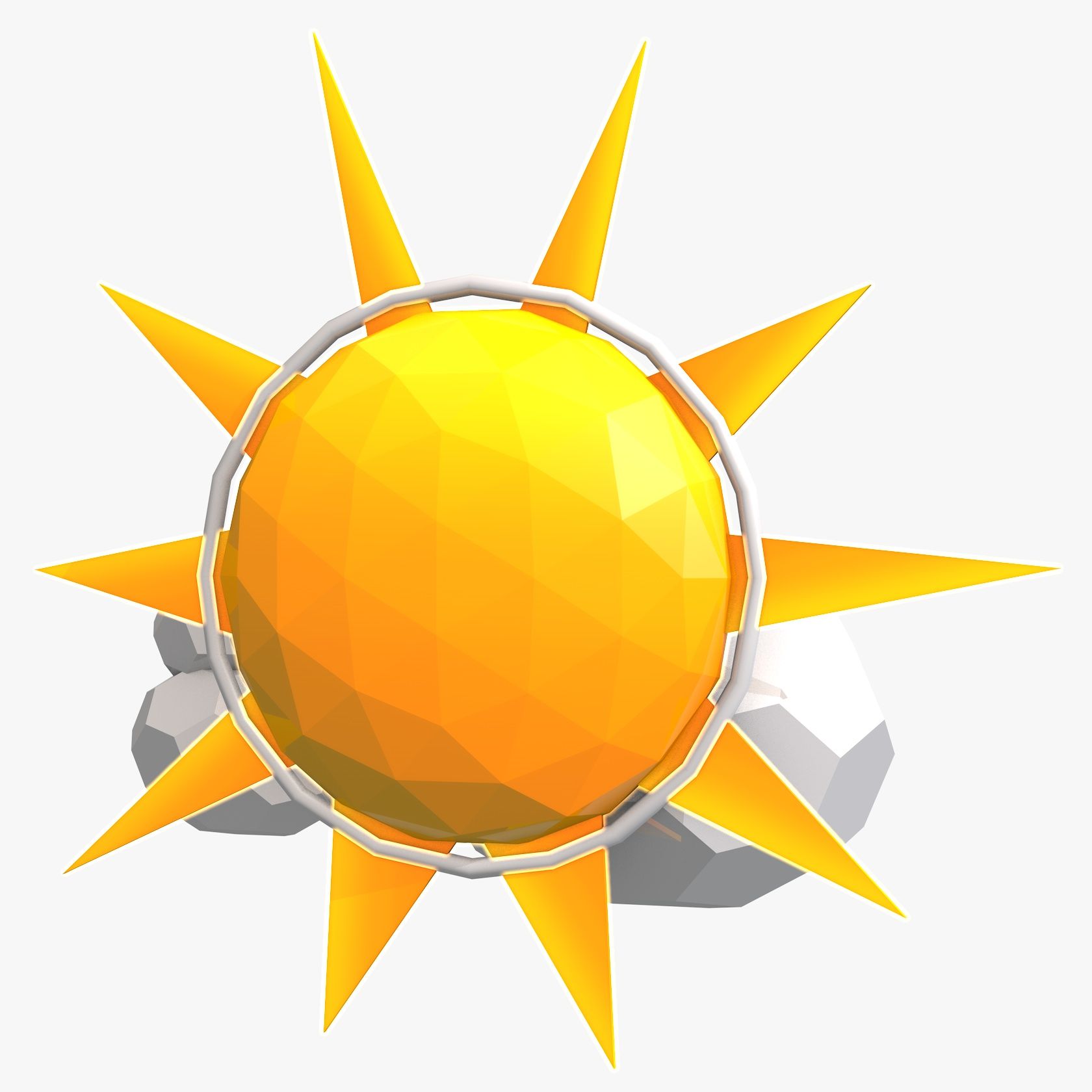 Low Poly Sun, chmury royalty-free 3d model - Preview no. 4