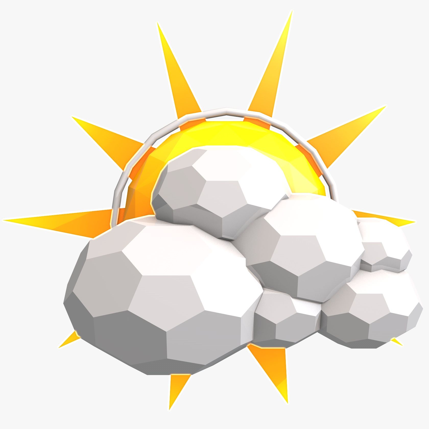 Low Poly Sun, chmury 3d model