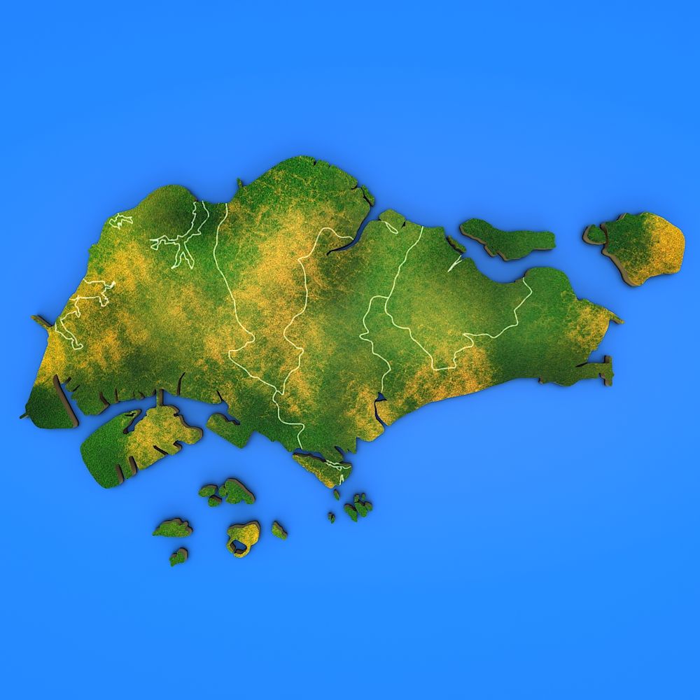 Singapore detailed country map 3d model