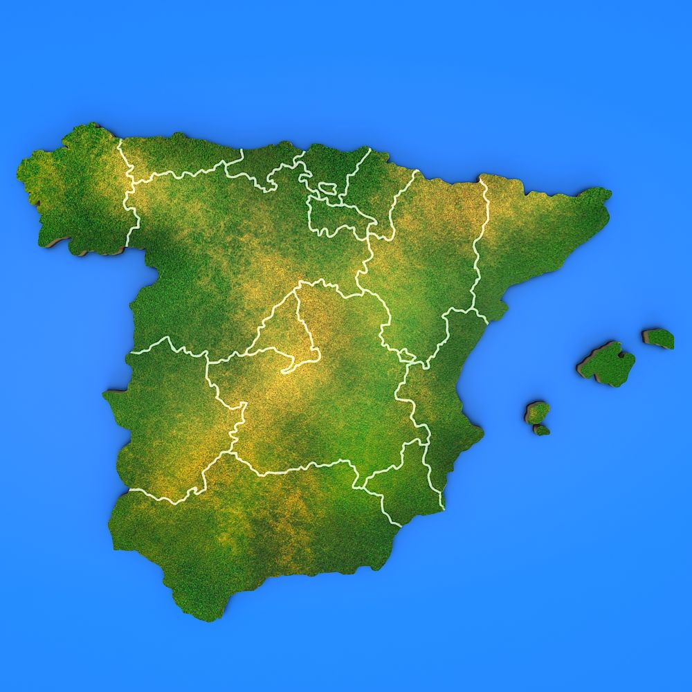 Spain detailed country map 3d model