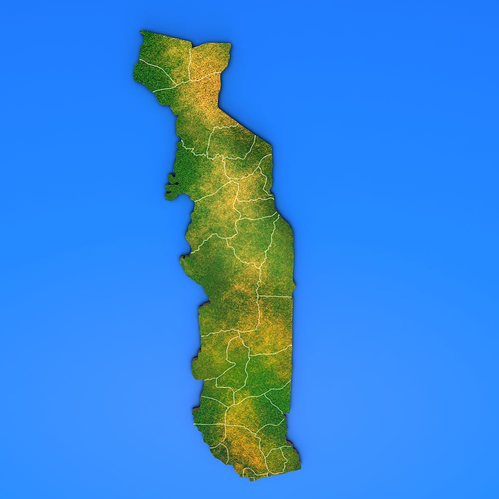 Togo detailed country map 3d model