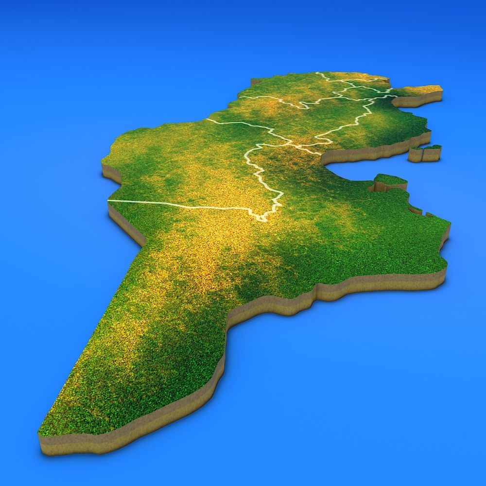 Tunisia detailed country map 3d model