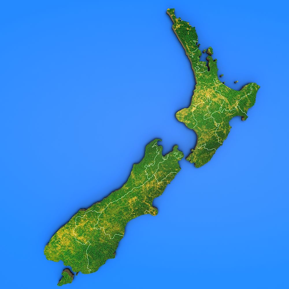 New Zealand detailed country map 3d model