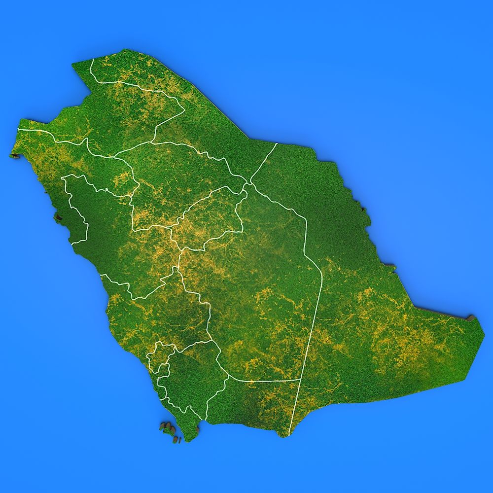 Saudiarabien detaljerad landskarta 3d model