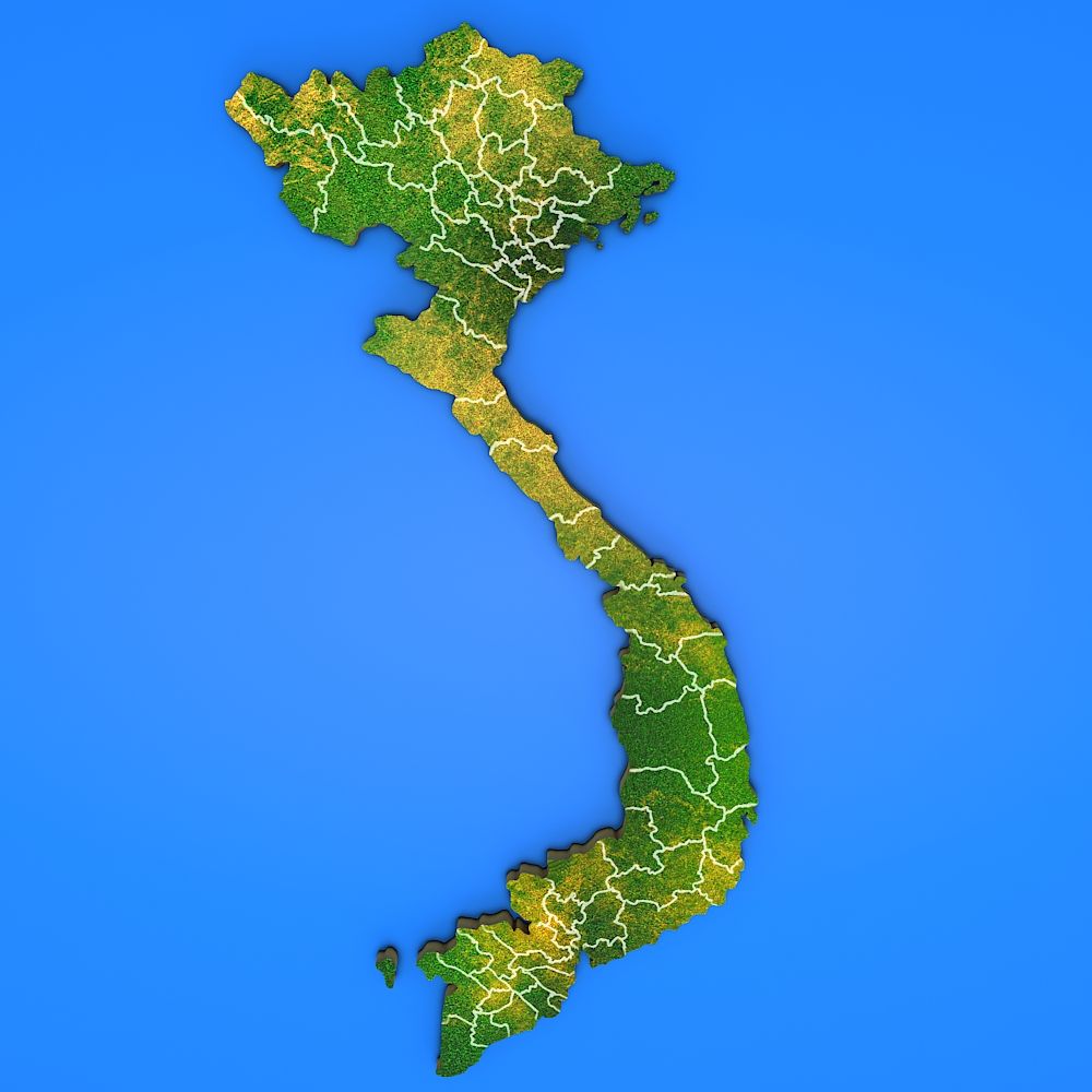 Vietnam detailed country map 3d model