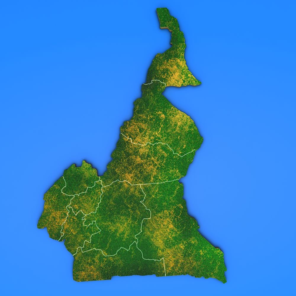 Cameroon detailed country map 3d model