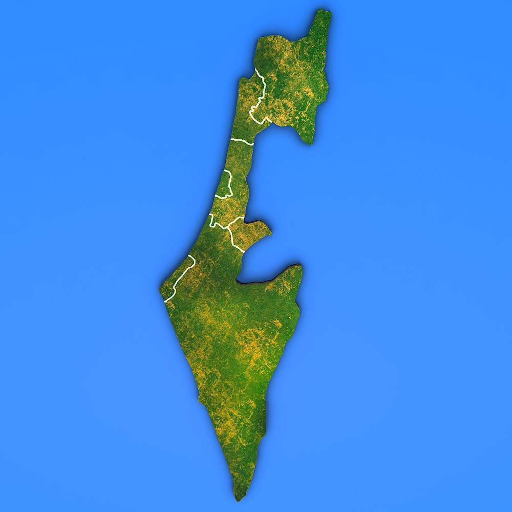 Israel detailed country map 3d model