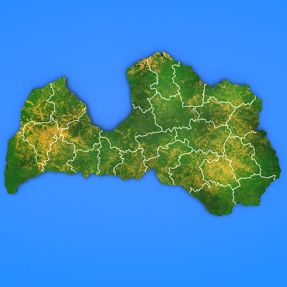 Latvia detailed country map 3d model