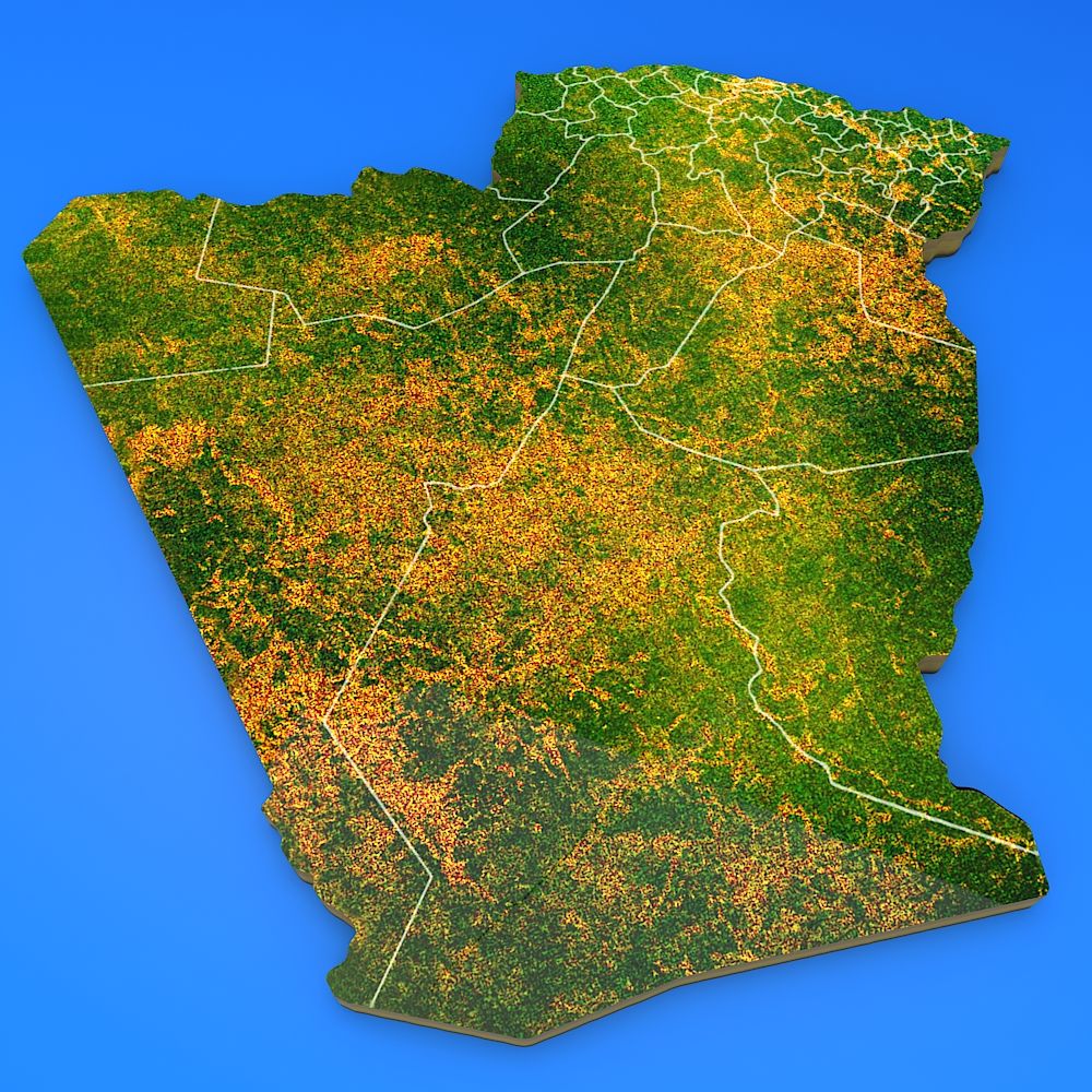 Algeria detailed country map 3d model