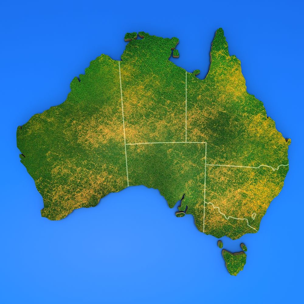 Australia detailed country map 3d model