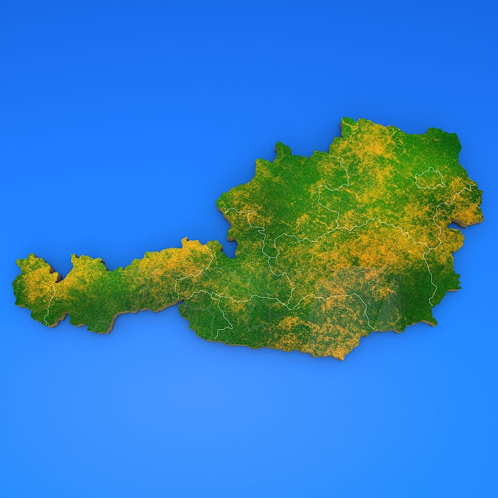 Austria detailed country map 3d model