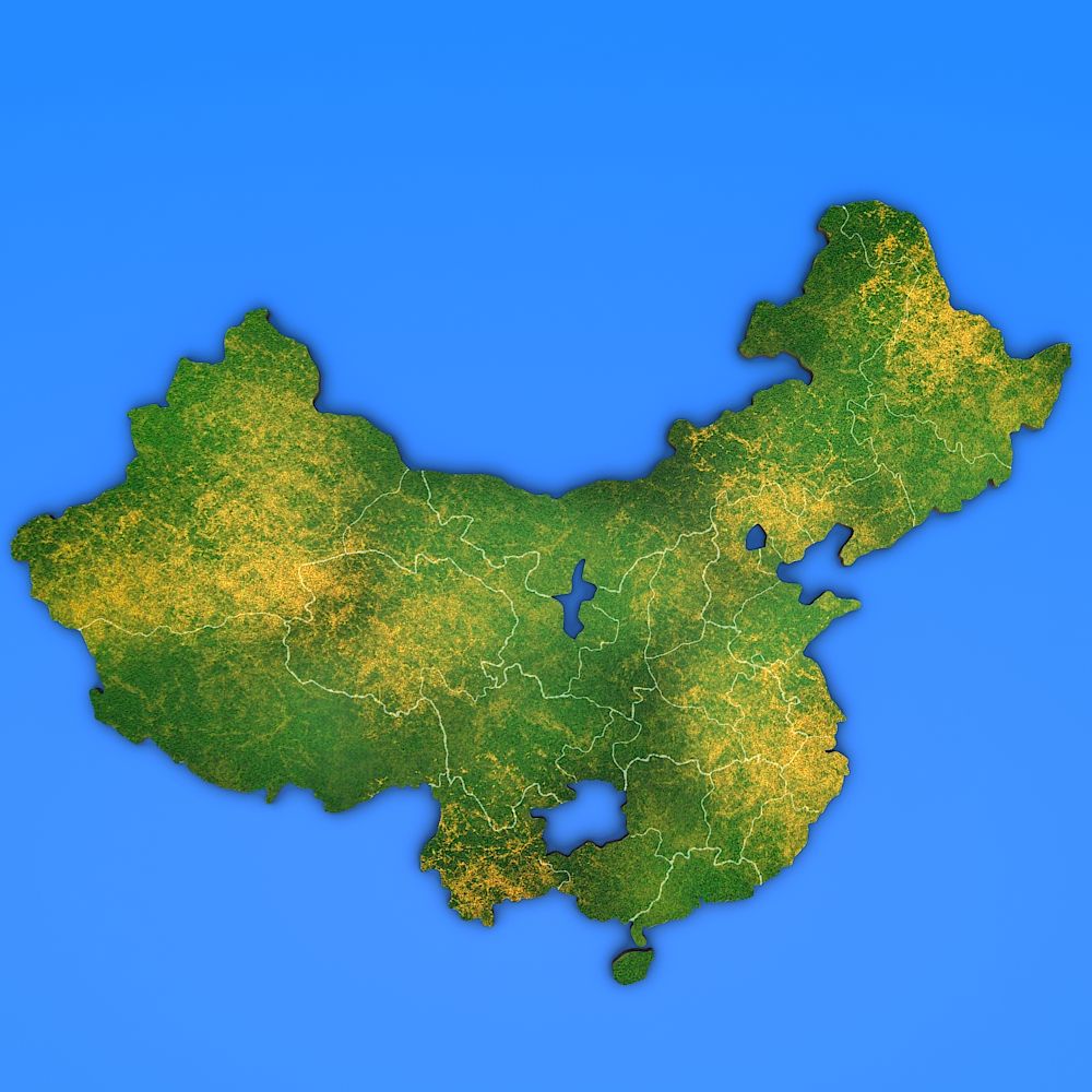 China detailed country map 3d model