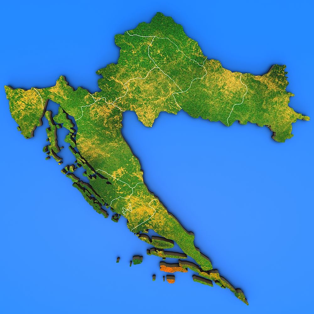 Croatia detailed country map 3d model