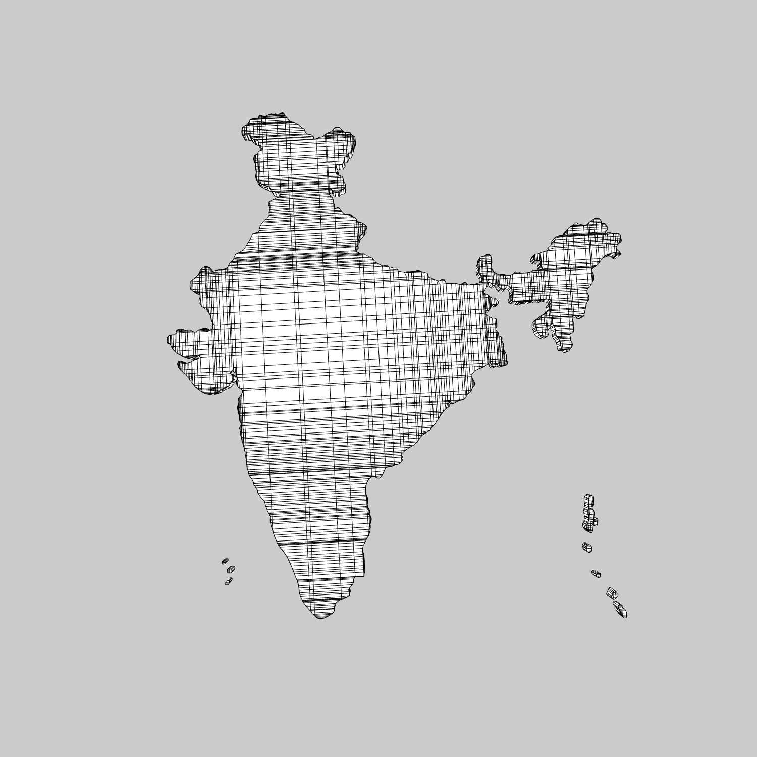 India detailed country map royalty-free 3d model - Preview no. 3