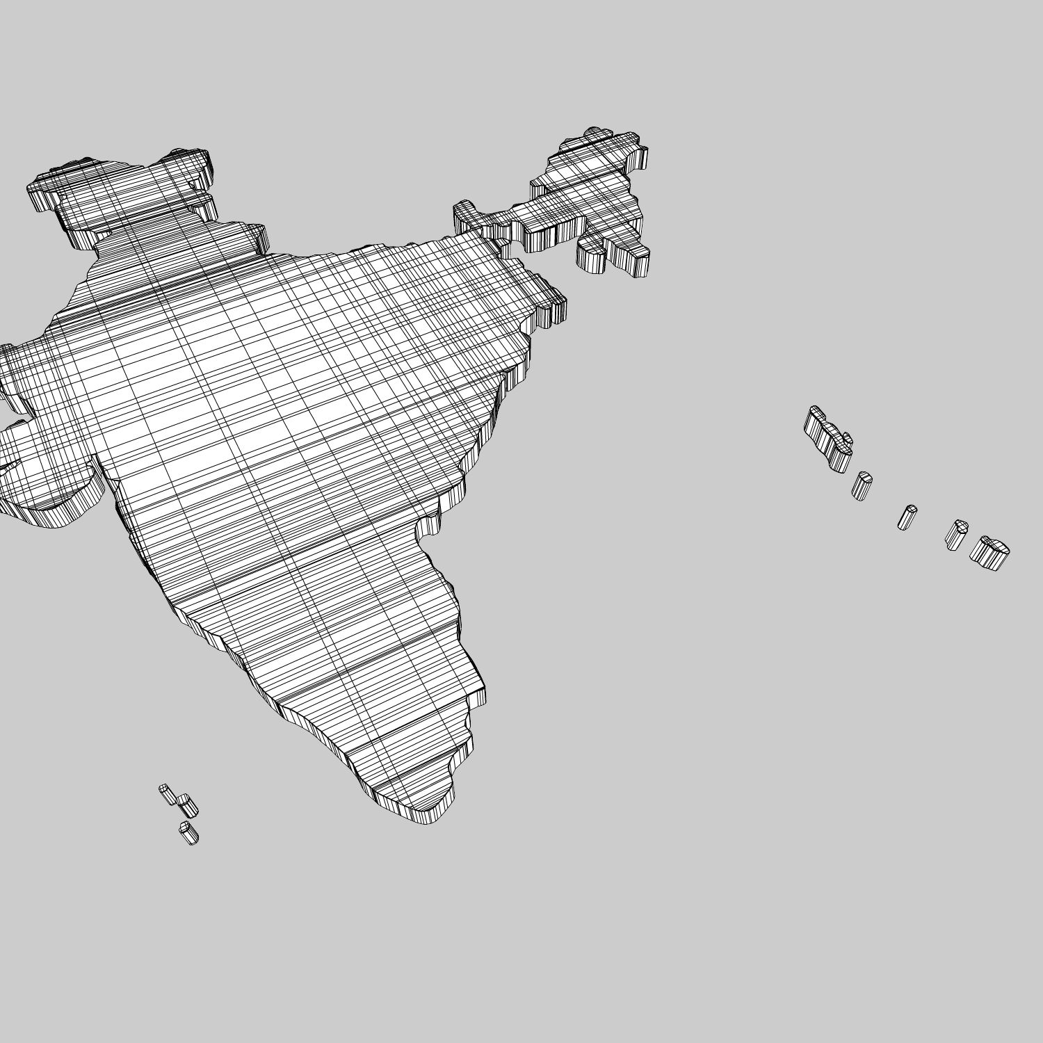 India detailed country map royalty-free 3d model - Preview no. 4