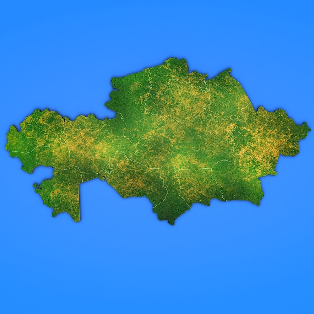 Kazakhstan detailed country map 3d model