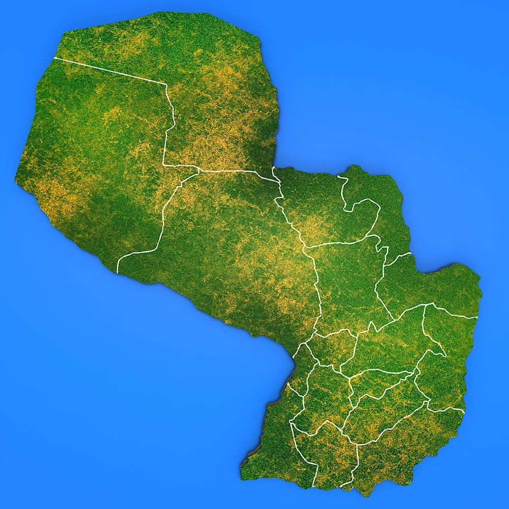 Paraguay detailed country map 3d model