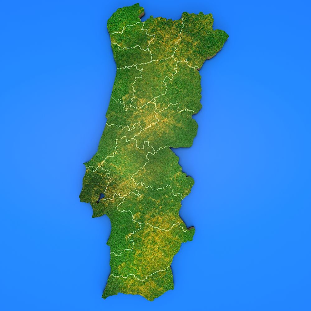 Portugal detailed country map 3d model