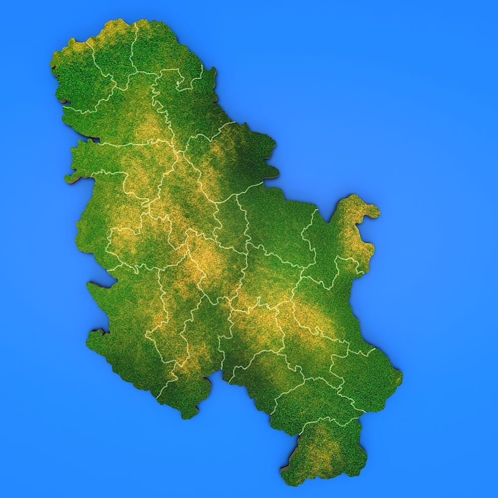 Serbia detailed country map 3d model