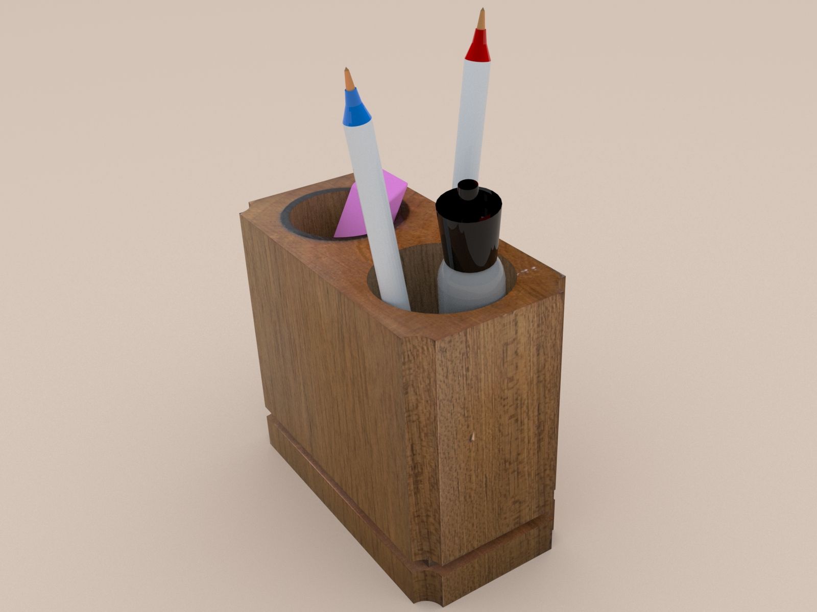 Stifthalter Rustikales Holz 3d model