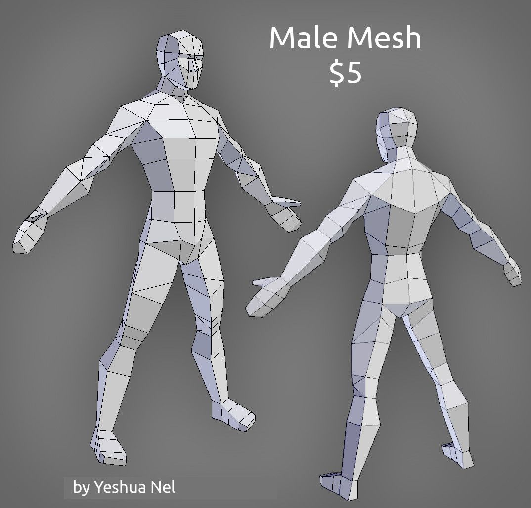 Männliches Modell mit niedrigem Poly 3d model