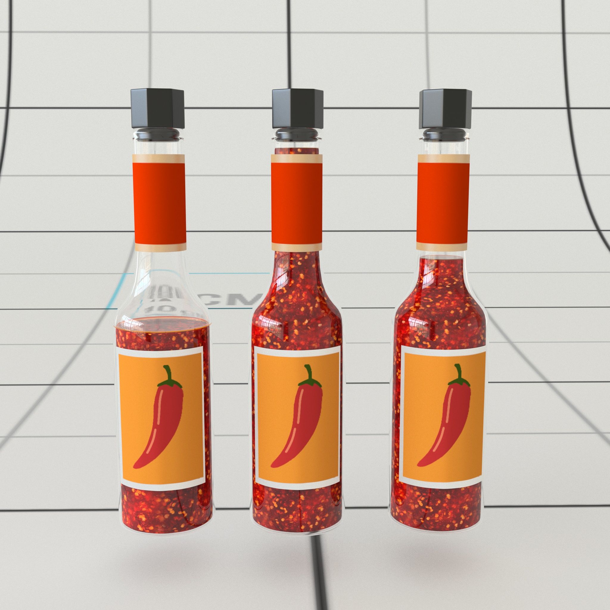 Chili-Sauce-Flasche 3d model