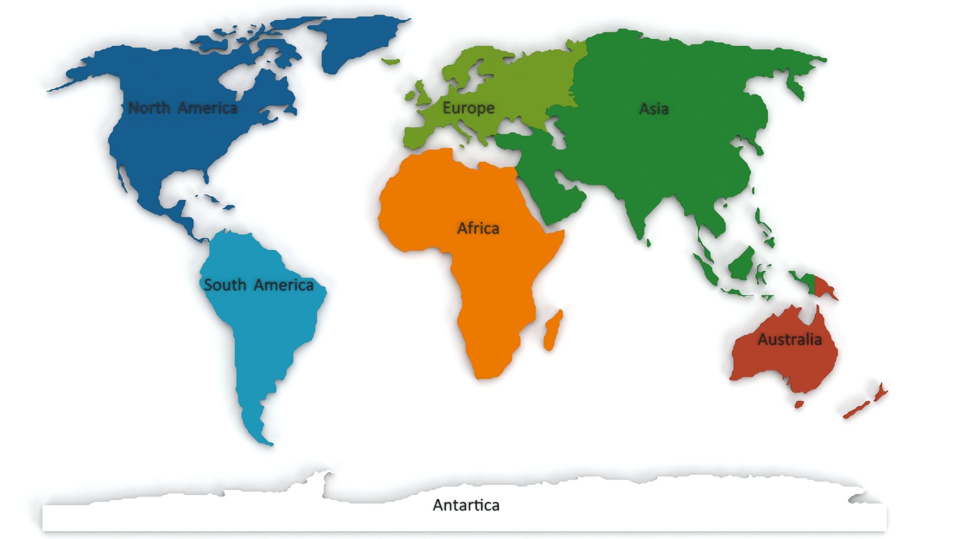 world map continents 3d model