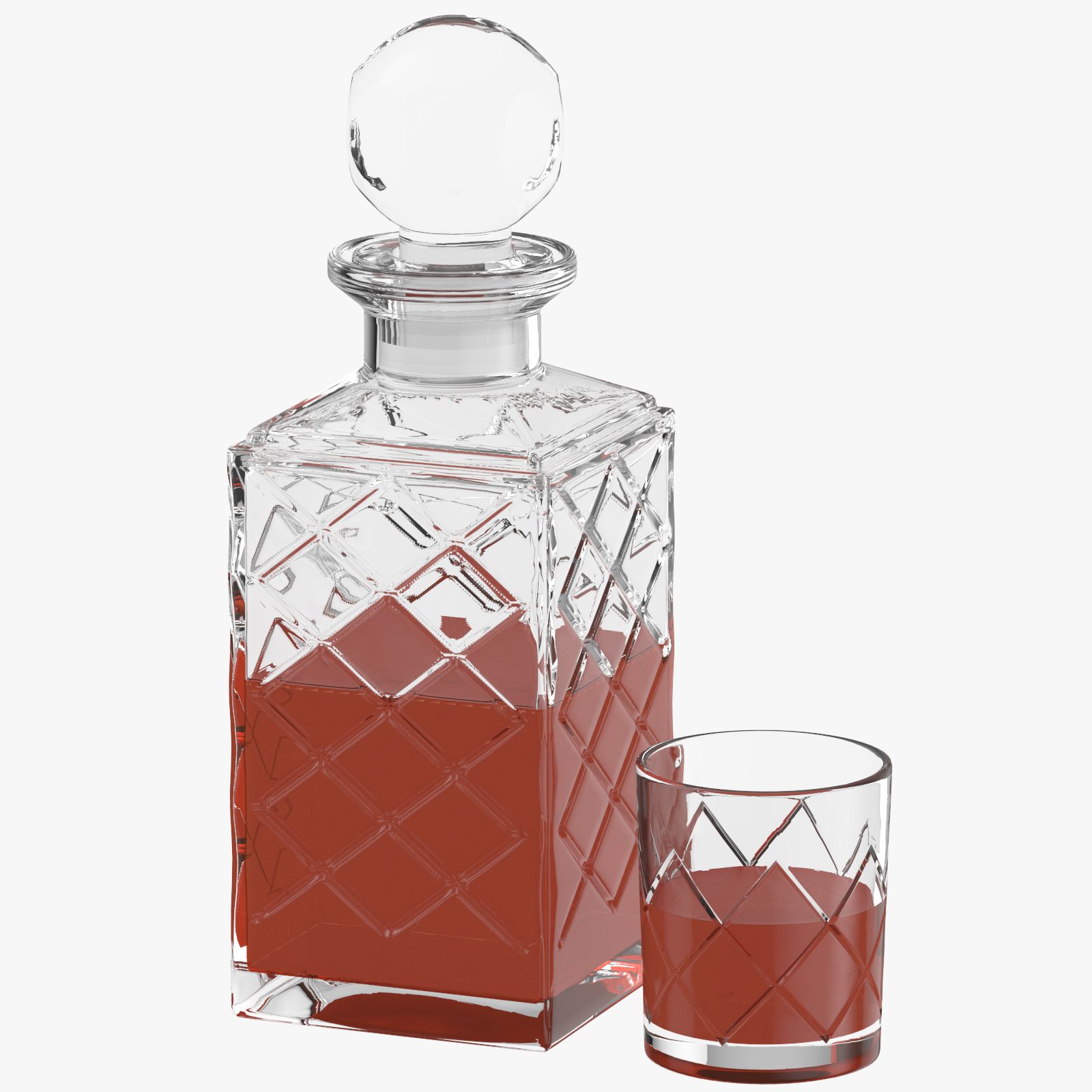 Flasche mit Glas 3d model