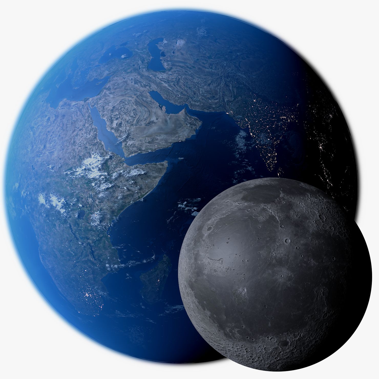 Earth and Moon Photorealistic 16K 3d model