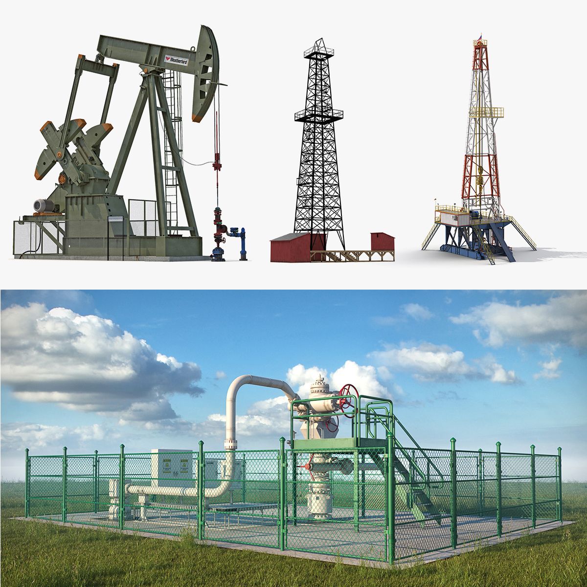 Oil Production Equipment Collection 3 3d model